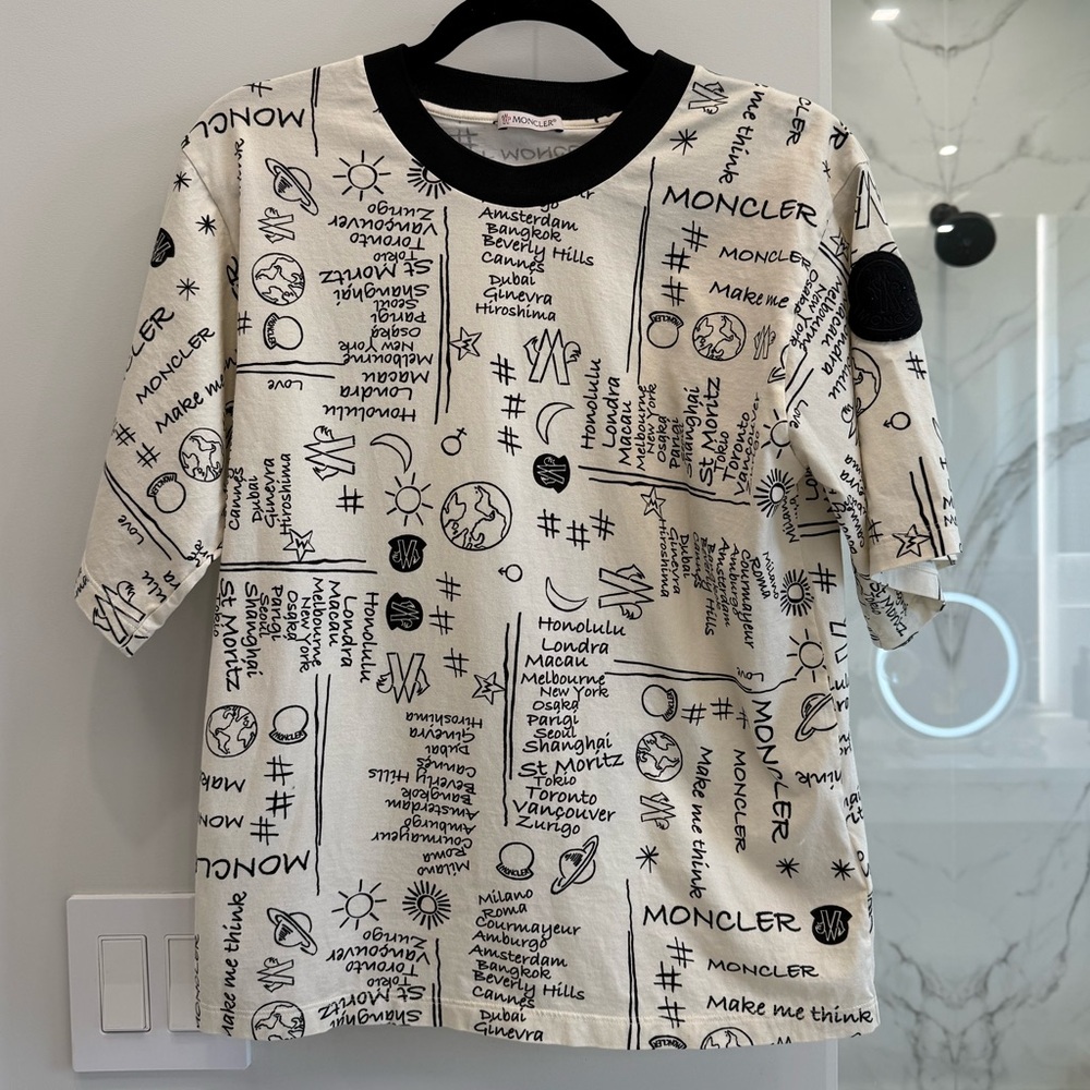 Moncler Embroidered Doodle Print T-Shirt Size S